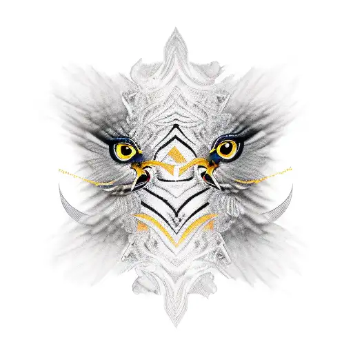 Tiger egyptian humanised warrior with eagle eyes, eagle wings and eagle claw on the legs tattoo design idea
