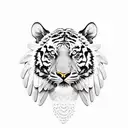 Tiger egyptian humanised warrior with eagle eyes, eagle wings and eagle claw on the legs tattoo design idea