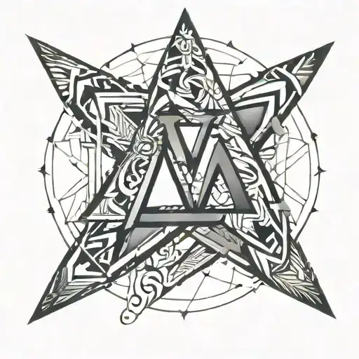 Large V with letters inside it. Top level letters A C P V, second and larger level letters G M, third level letter C tattoo design idea