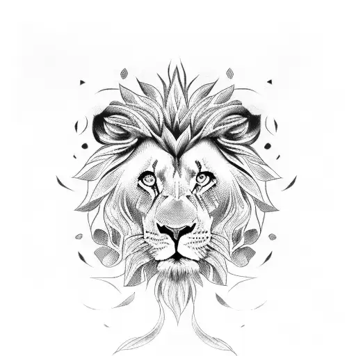 cross with half lion face surrounded by roses tattoo design idea