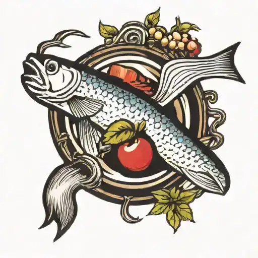 Jesus fish and bread wine tattoo design idea