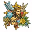 Jesus, Peace, Hope, Faith, Grace, Wisdom, Spirit tattoo design idea