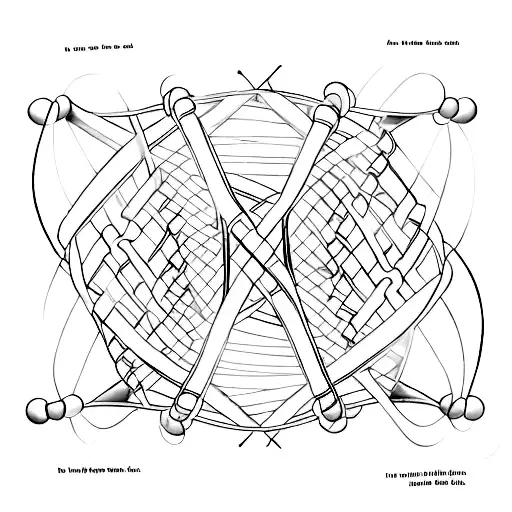 A scientific diagram of a DNA double helix, entwined with musical notes and symbols tattoo design idea