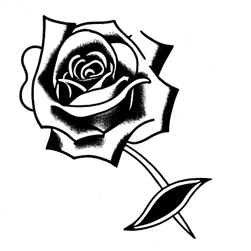 rose with Athena sword tattoo design idea