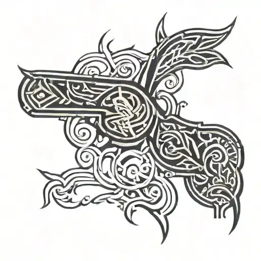 tribal lines arm tattoo all in black inspired by Goldberg's arm tattoo and Randy Orton's arm tattoo tattoo design idea