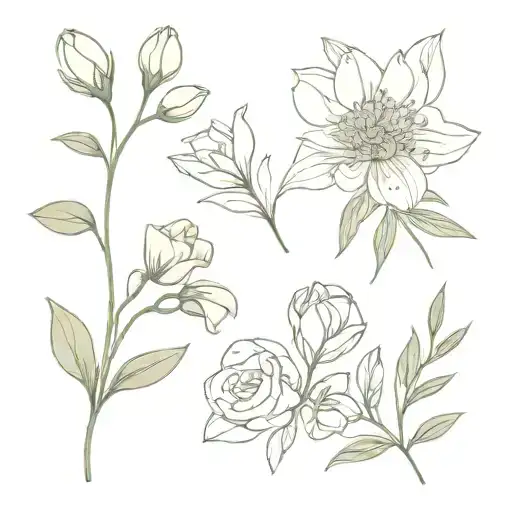 April and March birth flower bouquet tattoo design idea