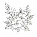 April and March birth flower bouquet tattoo design idea