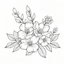 April and March birth flower bouquet tattoo design idea