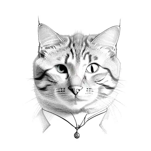 sitting cat outline body simple line work tattoo design idea