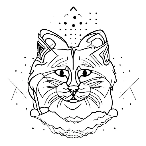 sitting cat outline tattoo design idea