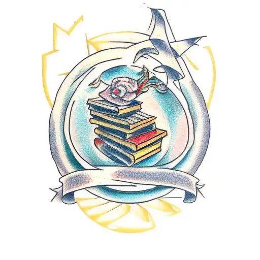 stack of books tattoo design idea