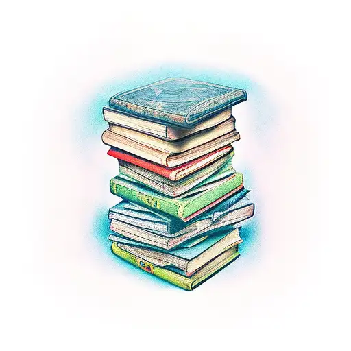 stack of books tattoo design idea
