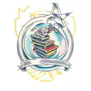 stack of books tattoo design idea