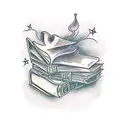 stack of books tattoo design idea