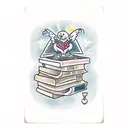 stack of books tattoo design idea