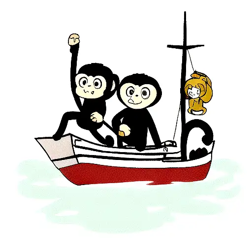 monkey on a boat tattoo design idea
