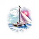 monkey on a sail boat tattoo design idea