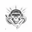 monkey on a boat tattoo design idea