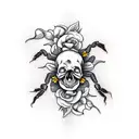 skulls and scorpion with flowers tattoo design idea