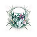skulls and scorpion with flowers tattoo design idea