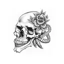 skulls and scorpion with flowers tattoo design idea