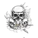 skulls and scorpion with flowers tattoo design idea