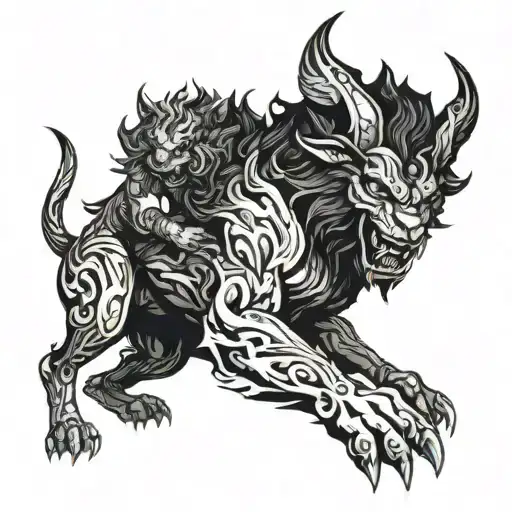 percy Jackson hades holding cerberus tattoo design idea