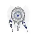 horseshoe dreamcatcher with feathers and bluebonnet tattoo design idea