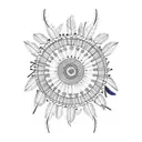 horseshoe dreamcatcher with feathers and bluebonnet tattoo design idea