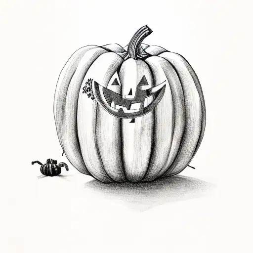 pumpkin flowers halloween  tattoo design idea