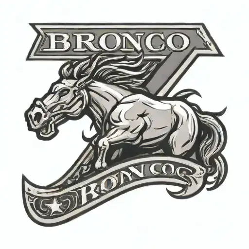 the logo of bronco the giant of america and the letter J combined tattoo design idea