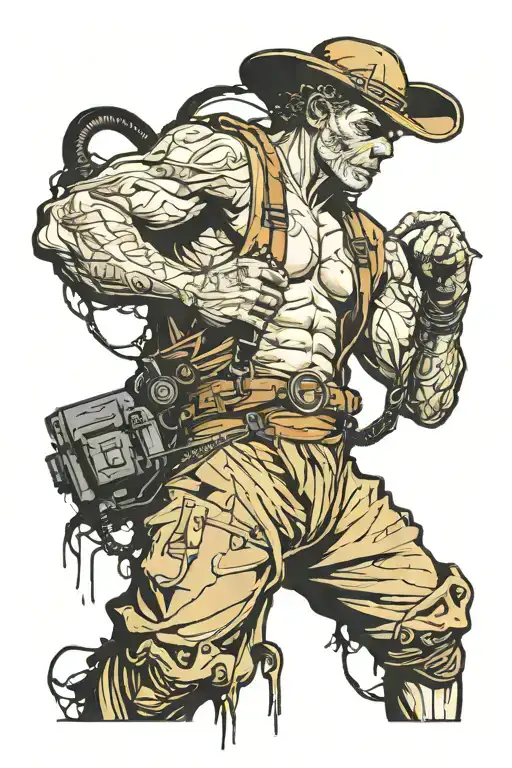 sandman with safety harness tattoo design idea