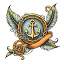 infinity symbol with feather, moon and anchor tattoo design idea