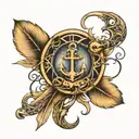 infinity symbol with feather, moon and anchor tattoo design idea