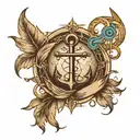 infinity symbol with feather, moon and anchor tattoo design idea