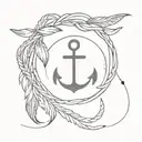 memorial infinity knot with feather, moon and anchor tattoo design idea