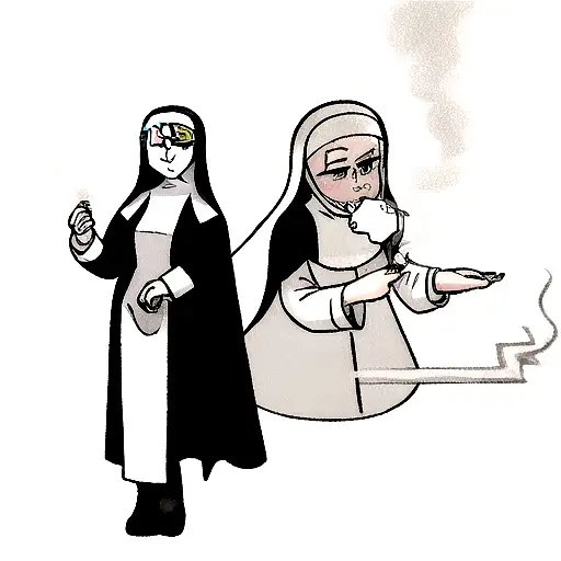 The smoking nun tattoo design idea