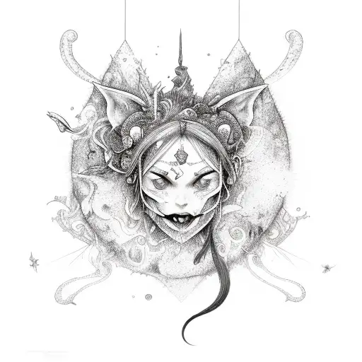 mythical, poison, fairies, full moon  tattoo design idea