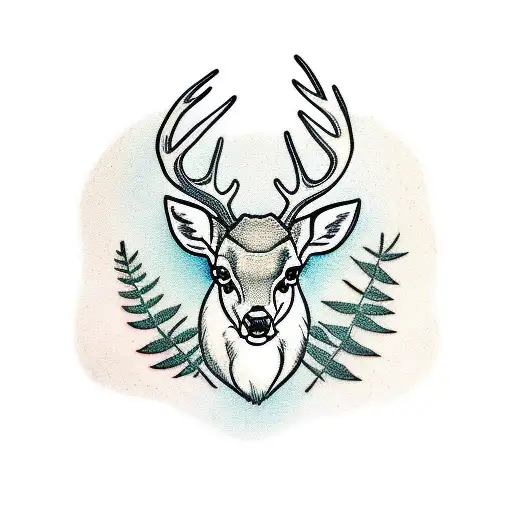 Deer in a forest  tattoo design idea