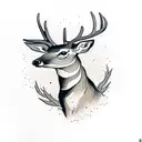 Deer in a forest  tattoo design idea
