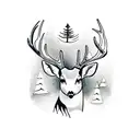 Deer in a forest  tattoo design idea