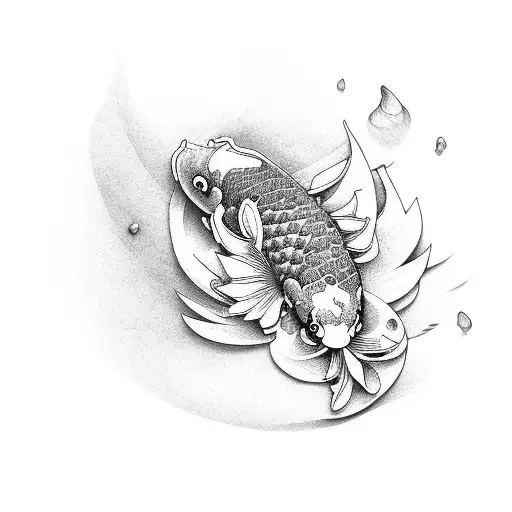 koi fish with lotus flower tattoo design idea