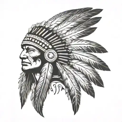 Cherokee Indian headdress tattoo design idea