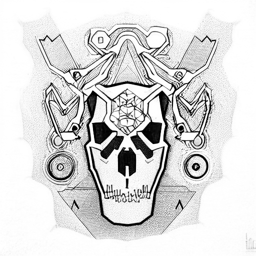 cyberpunk skull tattoo design idea