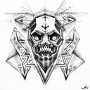 cyberpunk skull tattoo design idea