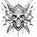 cyberpunk skull tattoo design idea