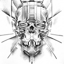 cyberpunk skull tattoo design idea