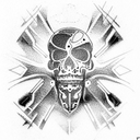 cyberpunk skull tattoo design idea