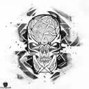 cyberpunk skull tattoo design idea