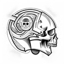 cyberpunk skull tattoo design idea